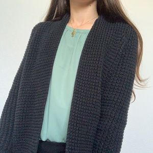 Black knitted cardigan sweater